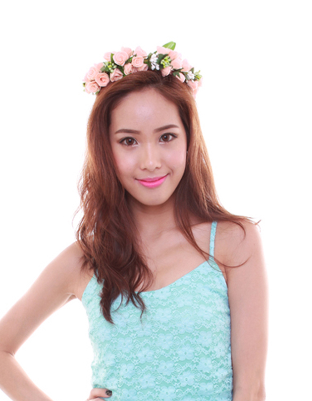 Rochelle Floral Crown in Peach Pink